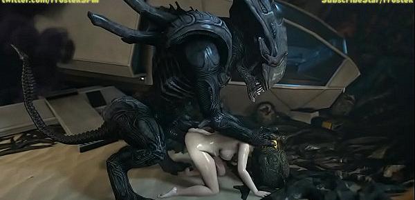  Samus Aran on a strange Alien Planet being fucked by Xenomorphs hardcore 3D Animation